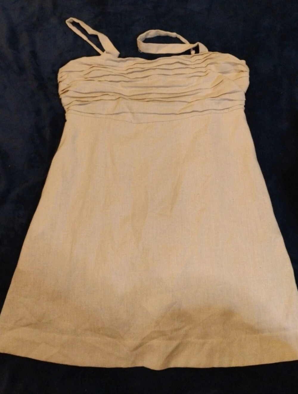 WISHLIST District Linen Pleated Mini Dress in Oatmeal - Size L